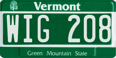 VT license plate WIG208
