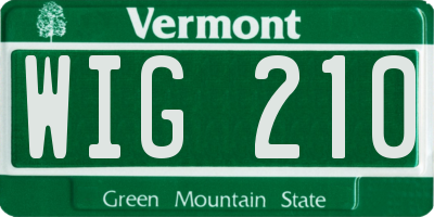 VT license plate WIG210