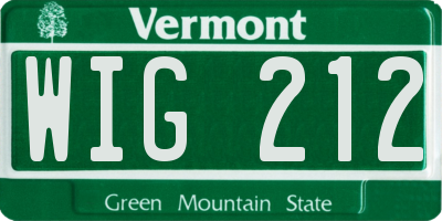 VT license plate WIG212