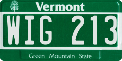 VT license plate WIG213