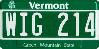 VT license plate WIG214