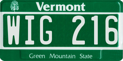 VT license plate WIG216