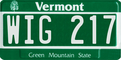 VT license plate WIG217