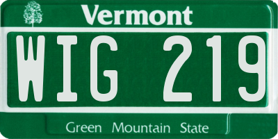 VT license plate WIG219