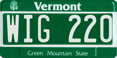 VT license plate WIG220