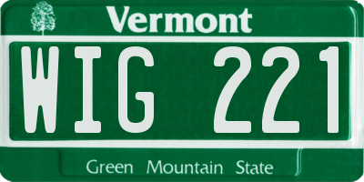 VT license plate WIG221