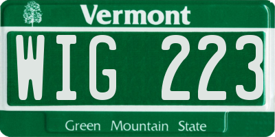 VT license plate WIG223