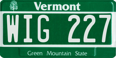 VT license plate WIG227