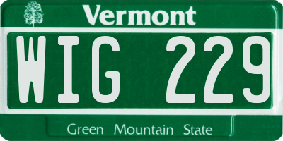 VT license plate WIG229
