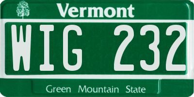 VT license plate WIG232