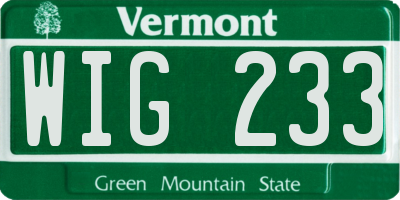 VT license plate WIG233