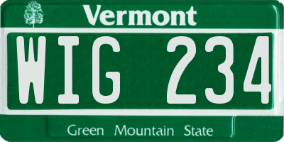VT license plate WIG234