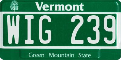 VT license plate WIG239