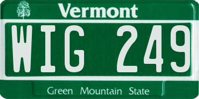 VT license plate WIG249
