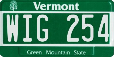 VT license plate WIG254