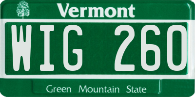 VT license plate WIG260