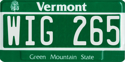VT license plate WIG265