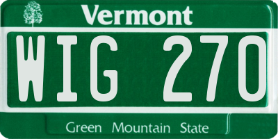 VT license plate WIG270