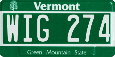 VT license plate WIG274