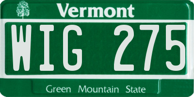 VT license plate WIG275