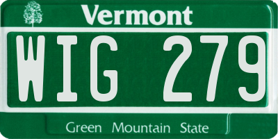 VT license plate WIG279
