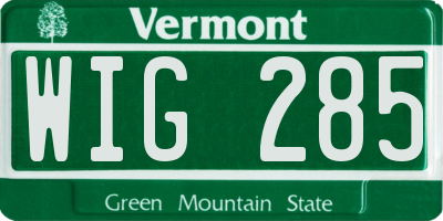 VT license plate WIG285