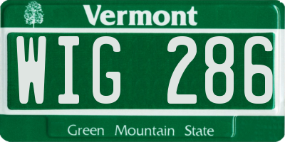 VT license plate WIG286