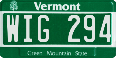 VT license plate WIG294