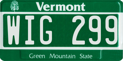 VT license plate WIG299