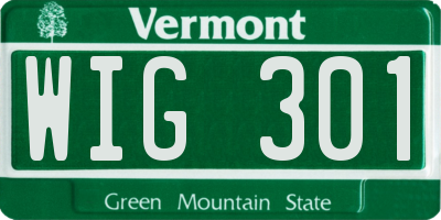 VT license plate WIG301