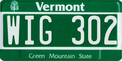 VT license plate WIG302