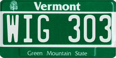 VT license plate WIG303