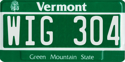 VT license plate WIG304
