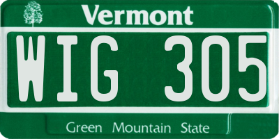VT license plate WIG305
