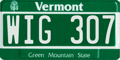 VT license plate WIG307