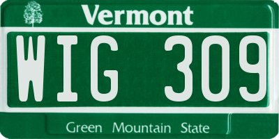 VT license plate WIG309