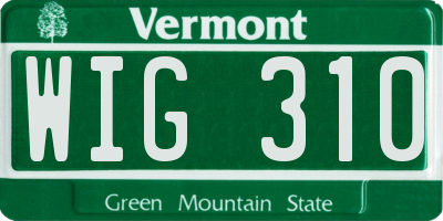 VT license plate WIG310