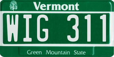 VT license plate WIG311