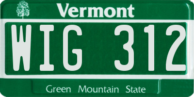 VT license plate WIG312