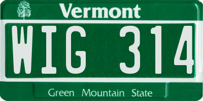 VT license plate WIG314