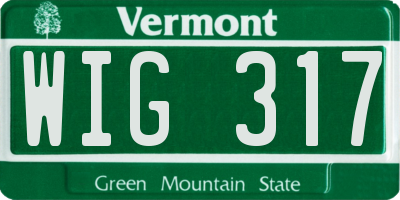 VT license plate WIG317