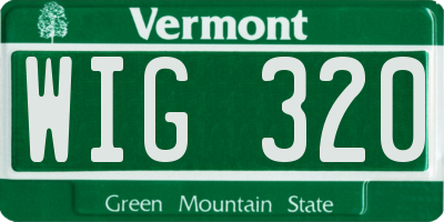 VT license plate WIG320