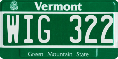 VT license plate WIG322