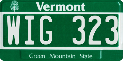 VT license plate WIG323