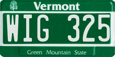 VT license plate WIG325