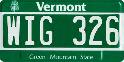 VT license plate WIG326