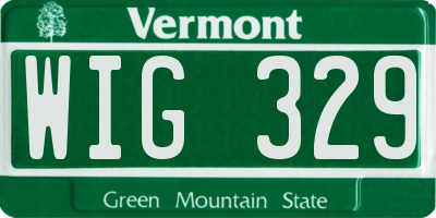VT license plate WIG329