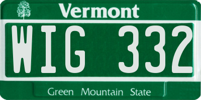 VT license plate WIG332