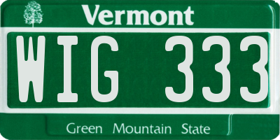 VT license plate WIG333