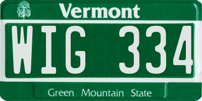 VT license plate WIG334